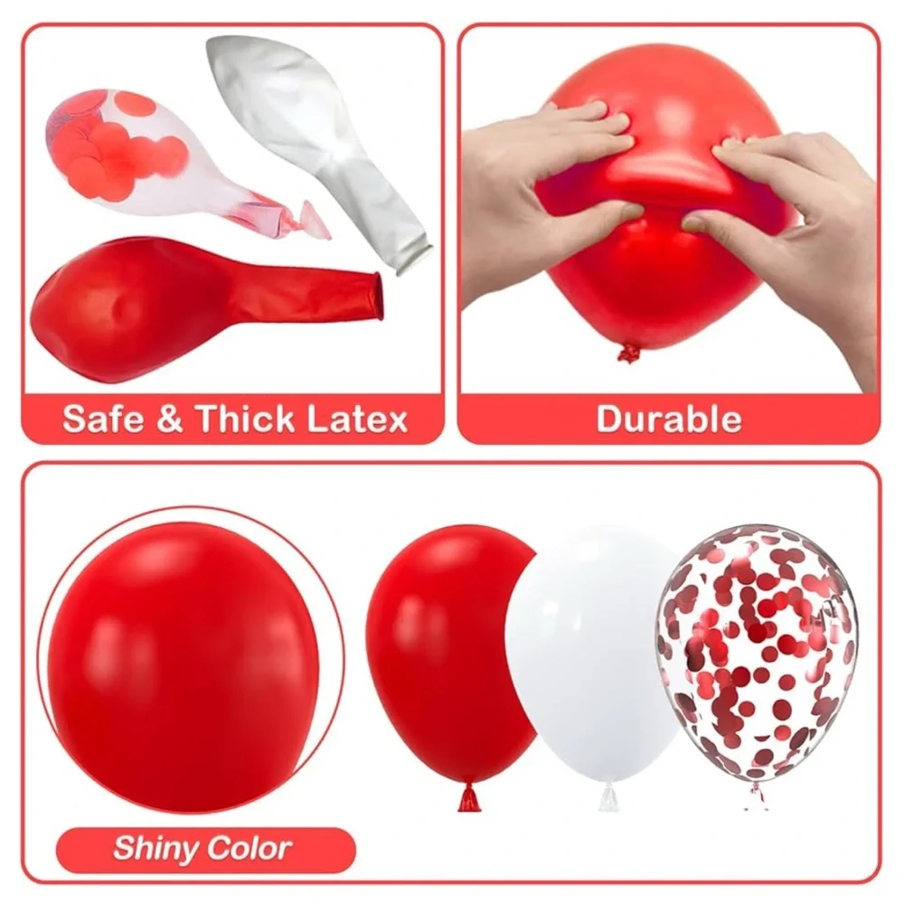 Red and White Balloon Garland Arch Kit, 124 pieces
